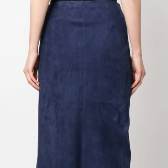 Vintage Navy Suede Long Skirt - Size XS - Picture 2 of 3